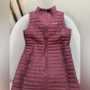Columbia Women's Maroon Long Puffer Vest